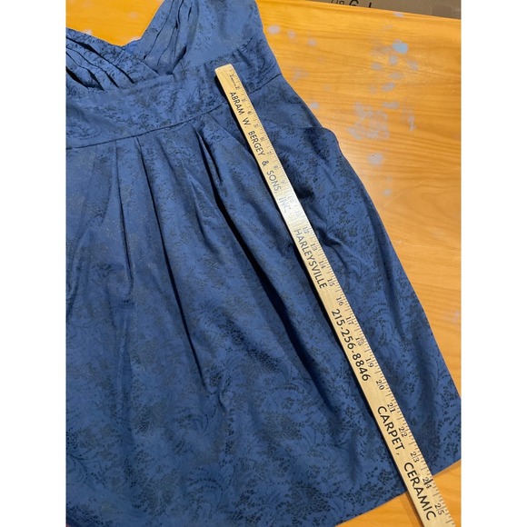 Vintage 90s Pleated Tank Navy Blue Black Lace‎ Print Mini Dress XL Pockets Bisou - Picture 6 of 6